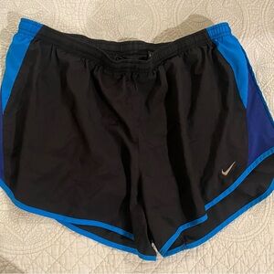 XL Nike Black Running Shorts with Bright Blue Accents